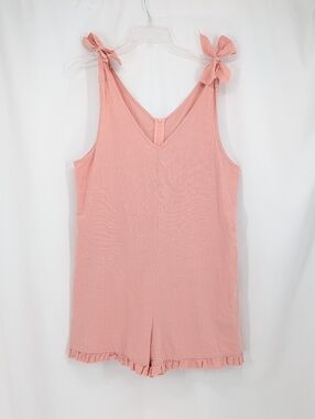3/$20 Blush Pink Tie-Strap Romper Jumper Cotton Lightweight Summer Swimcover M